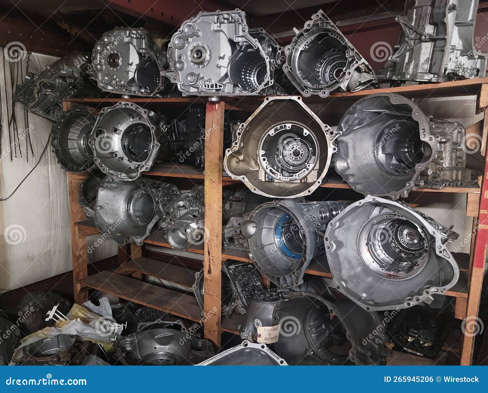 Different Car Parts in the Old Garage Stock Photo Image of work