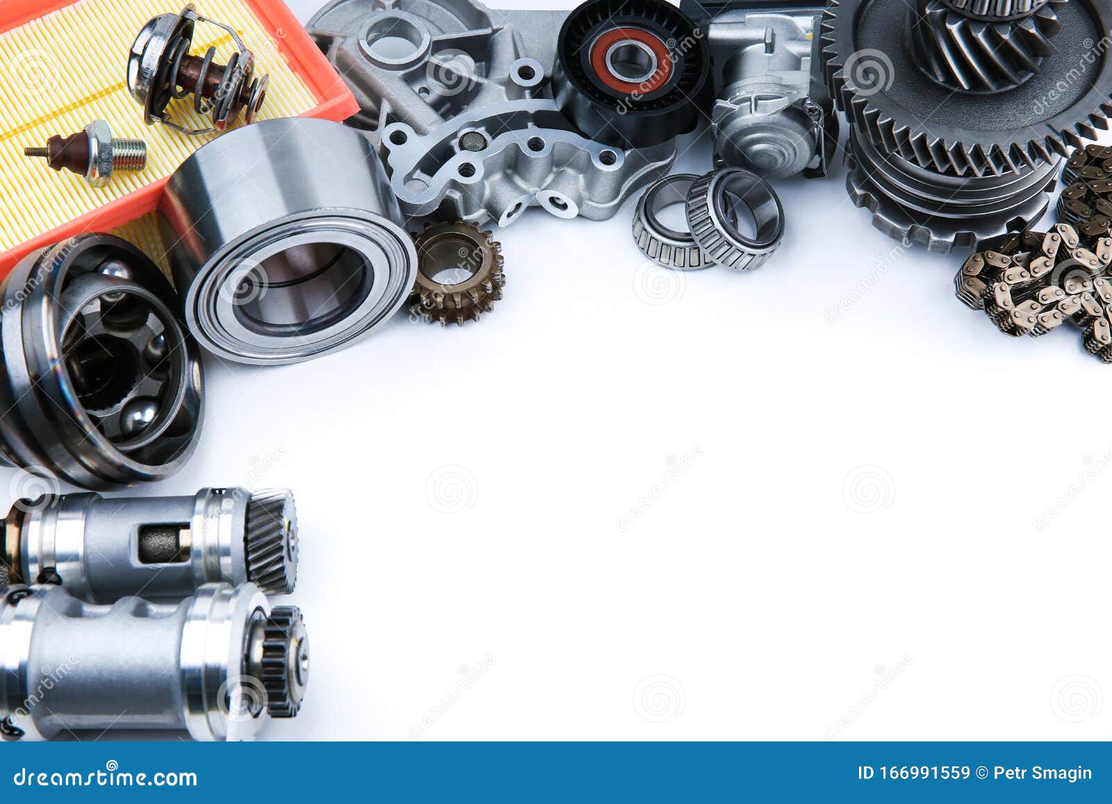 Different Car Spare Parts On White Background Stock Image Image Of