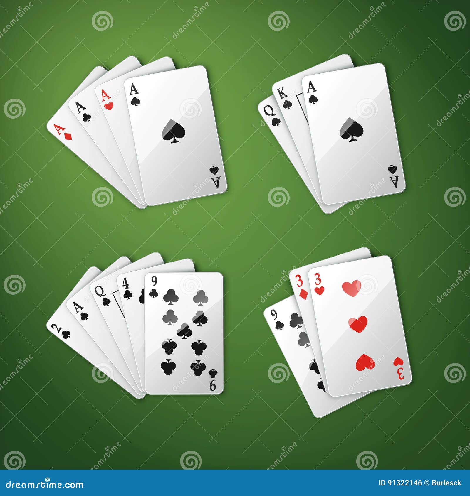 Different Cards Combination Stock Vector - Illustration of club, deal
