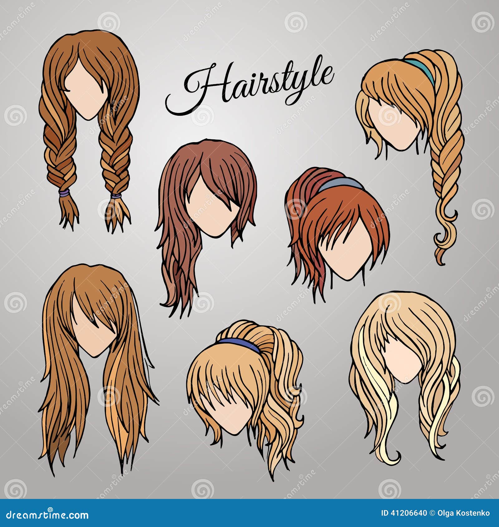 Different Cartoon Hairstyles Stock Vector Illustration Of