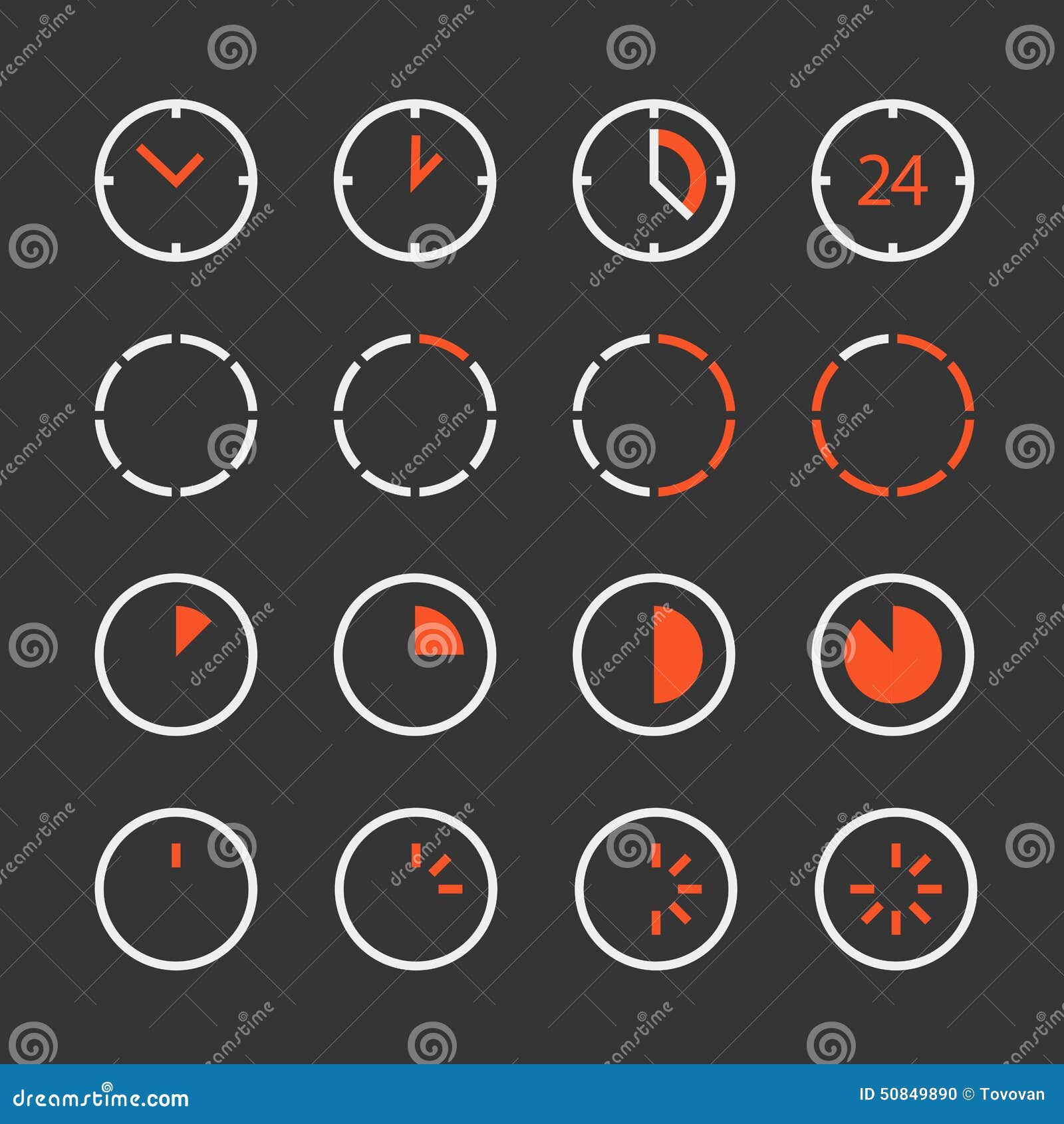 Different Circle Clock Clipart Stock Vector Illustration of full