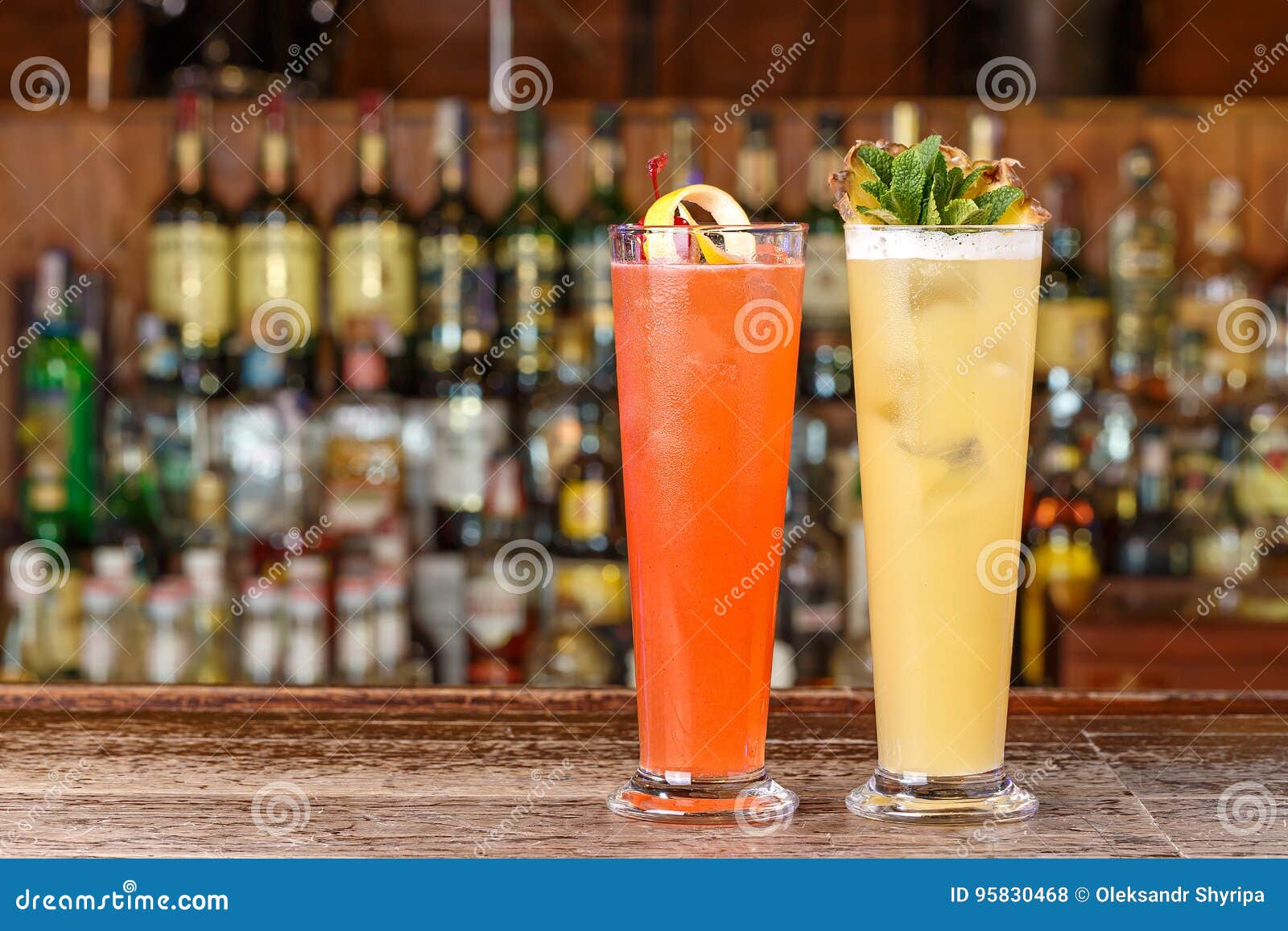 Different Cocktails at the Bar Stock Photo Image of cherry, aperitif