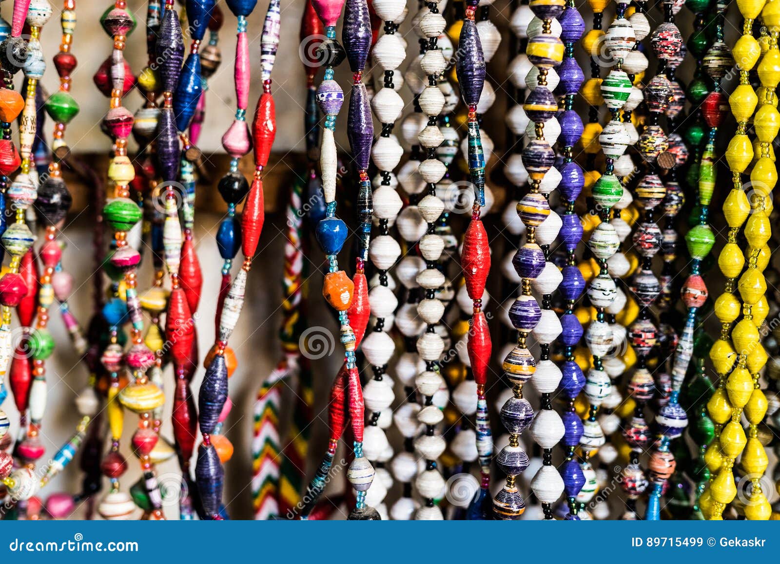 Different Colorful Beads at African Market Stock Image Image of