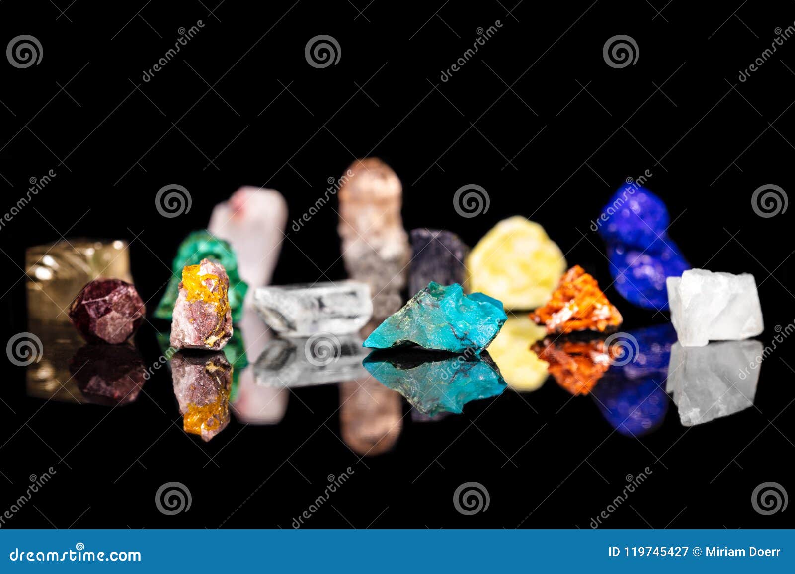 different colorful mineral stones, naturally gemstones for health and energy