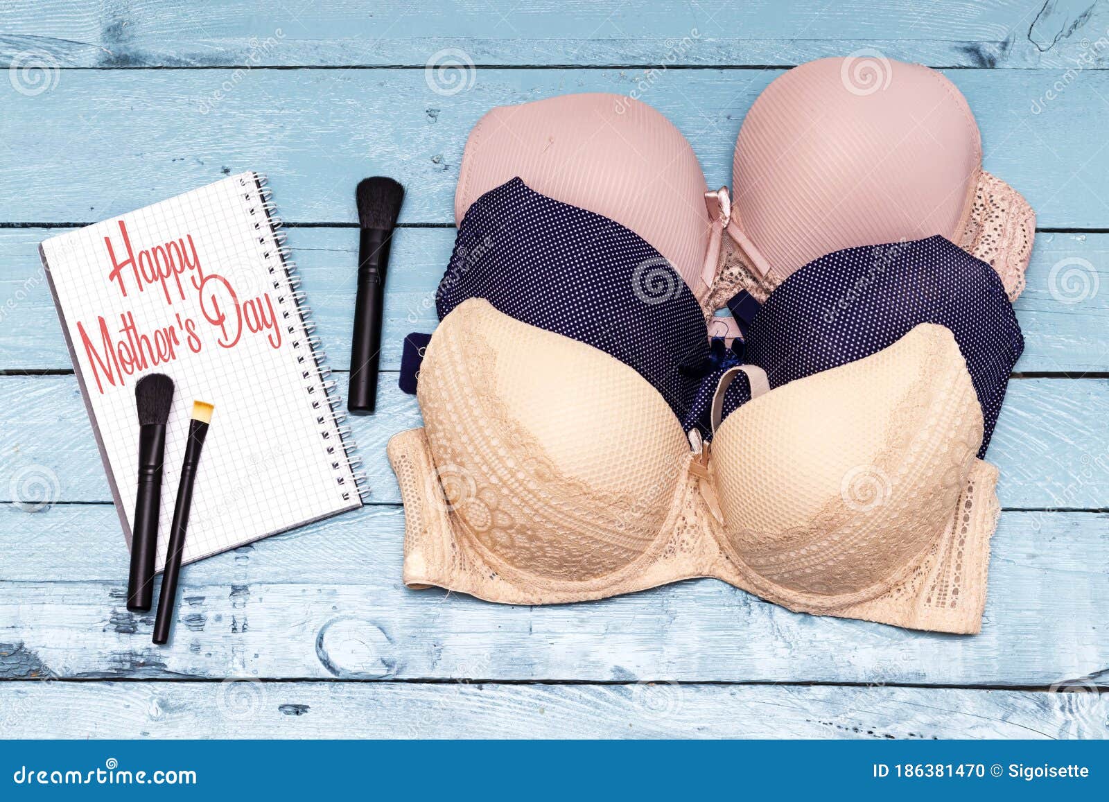 Different Colors of Mother`s Bra, Happy Women`s Day Concept, Black