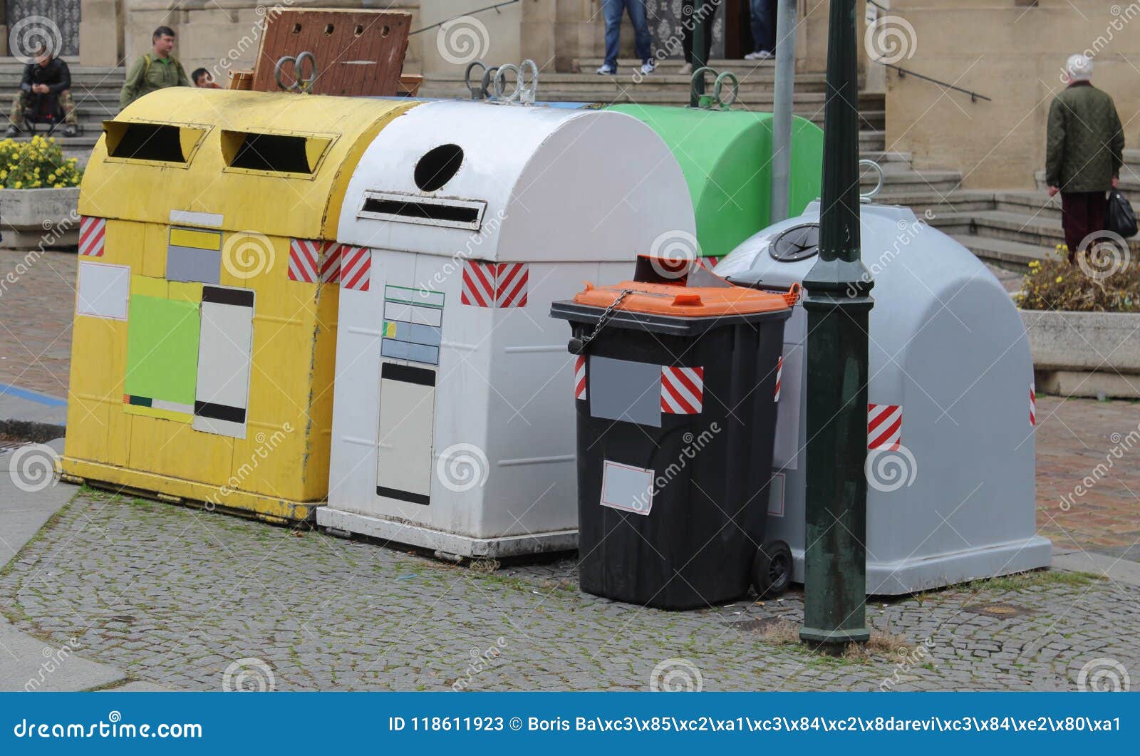 Different Containers for Waste Disposal in the Street. Stock Image