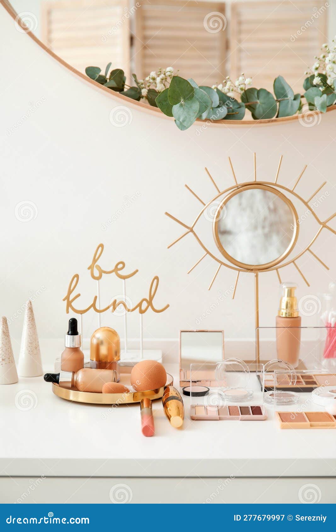 Different Cosmetics on Table of Makeup Artist Stock Image Image of