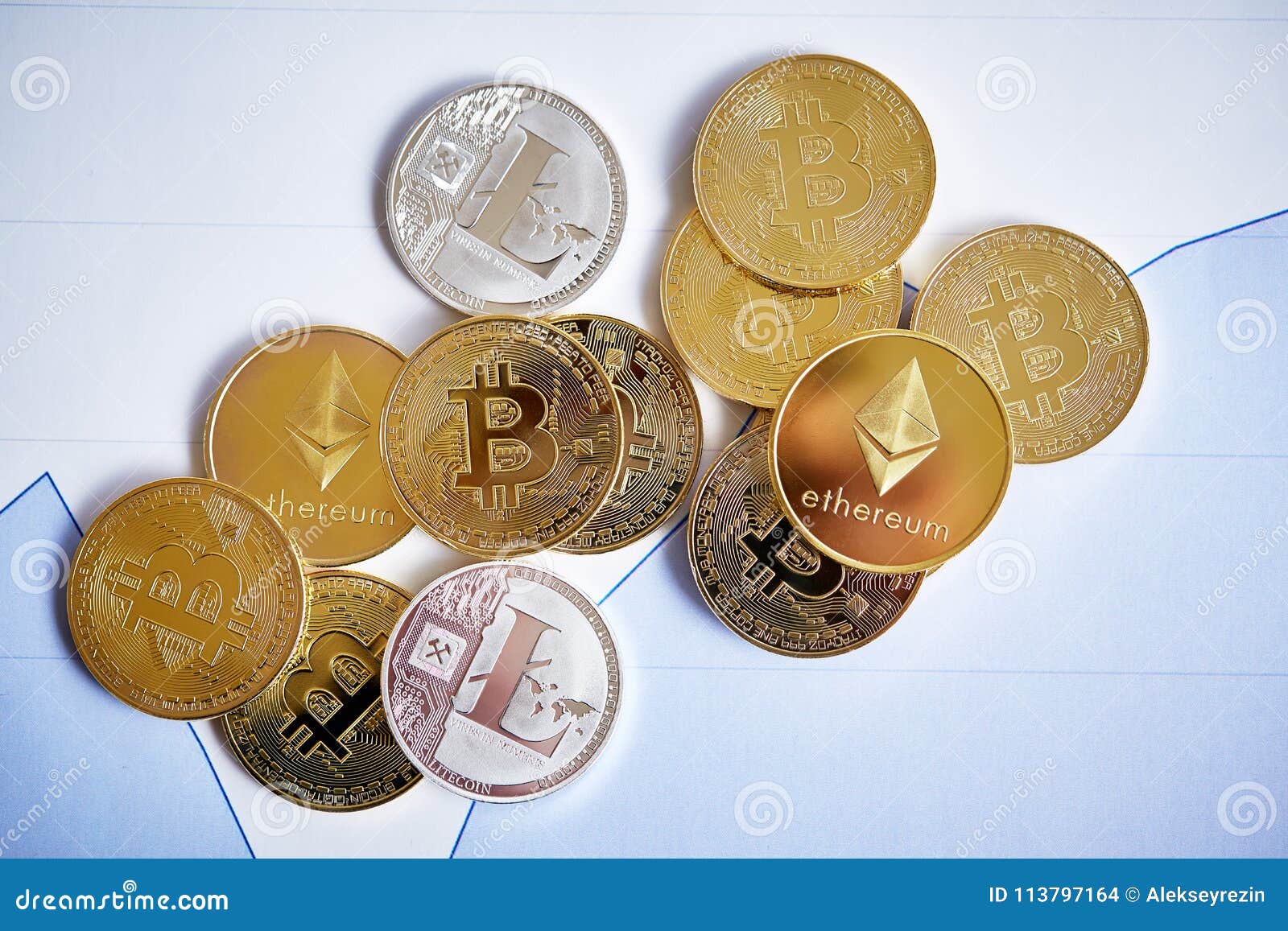 Different Cryptocurrency On The Chart Background, Close-up ...