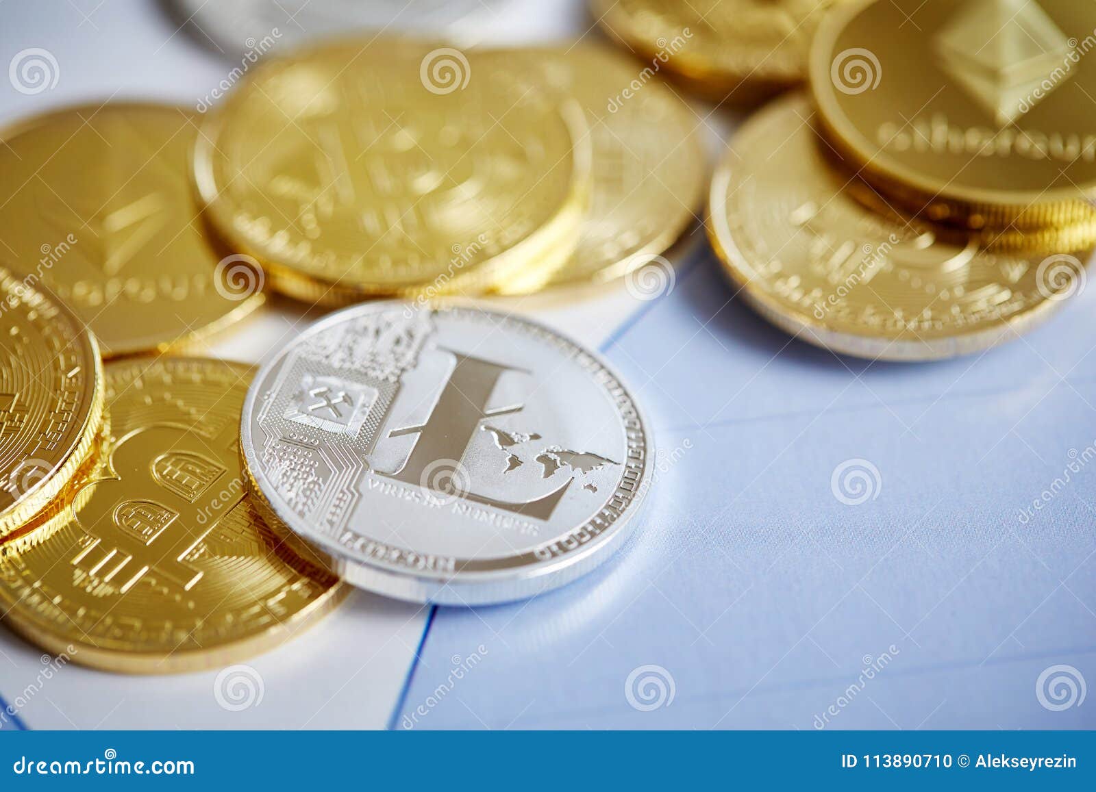 Different Cryptocurrency On The Chart Background, Close-up ...