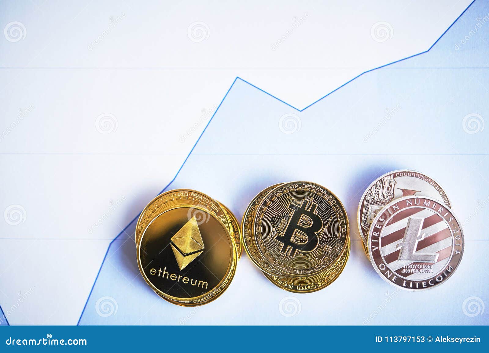 Different Cryptocurrency On The Chart Background, Close-up ...