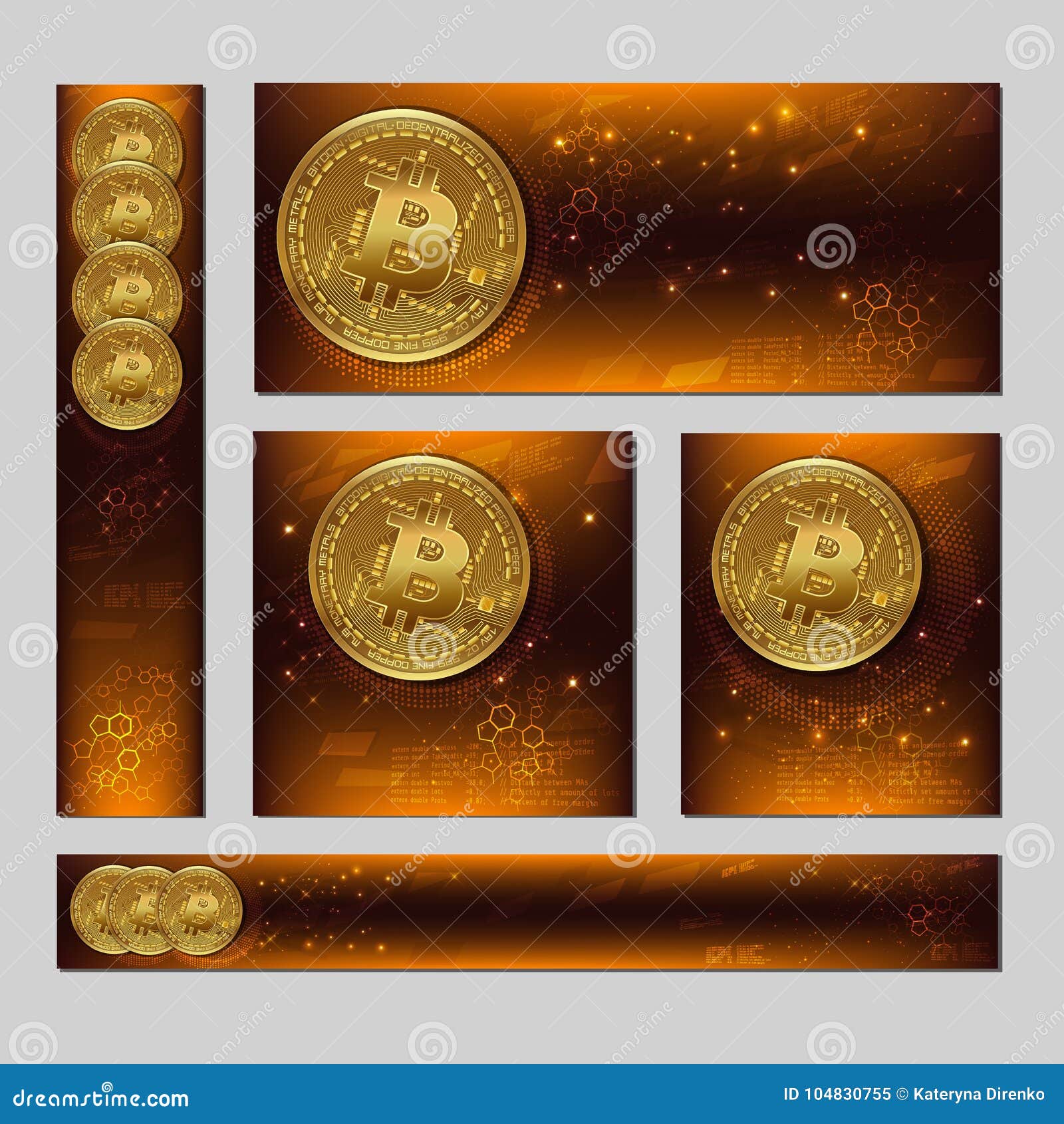 Different Cryptocurrency Editable Banners Template. Bitcoin Stock Vector -  Illustration of metal, concept: 104830755