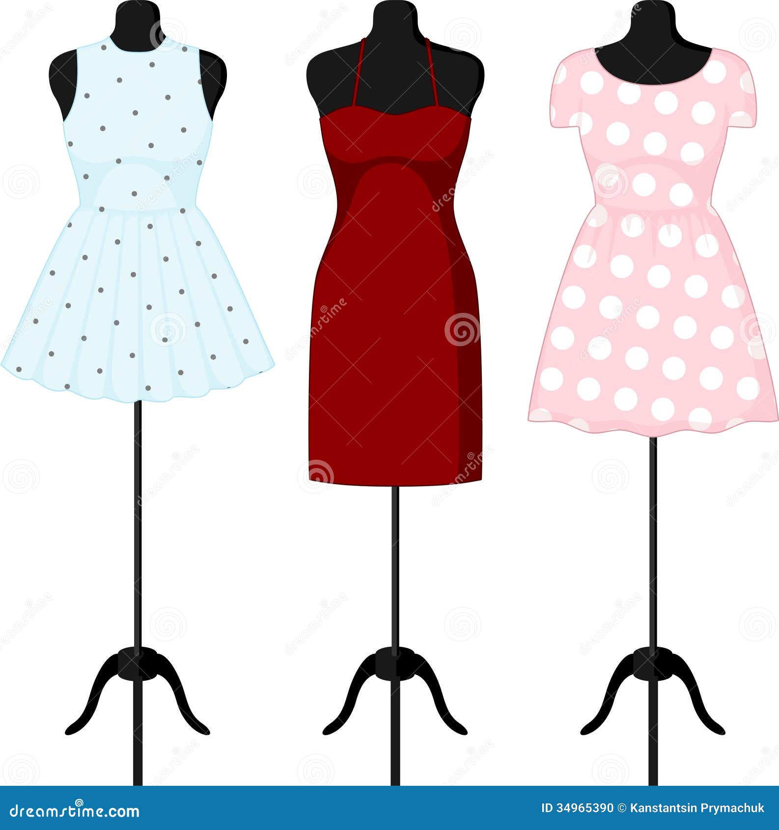 Different Dresses On A Mannequin. Vector Stock Photo - Image: 34965390