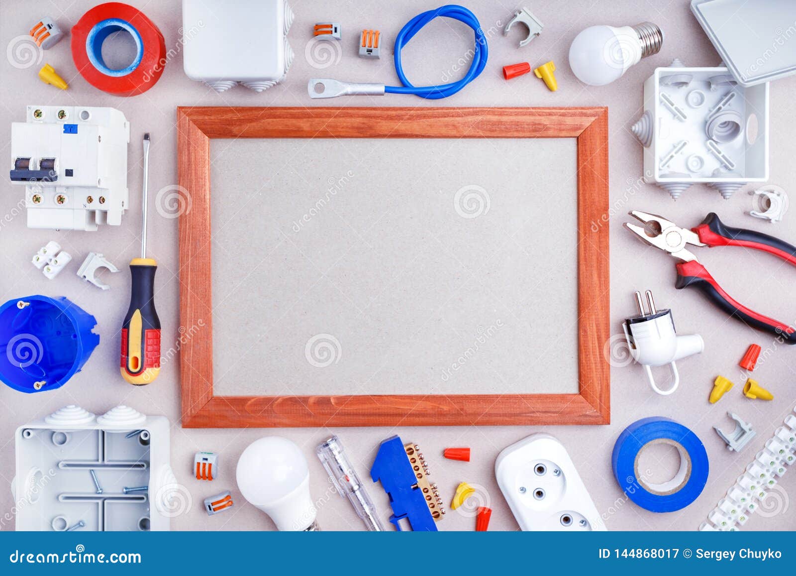 Different Electrical Tools with Frame for You Text. Electrical