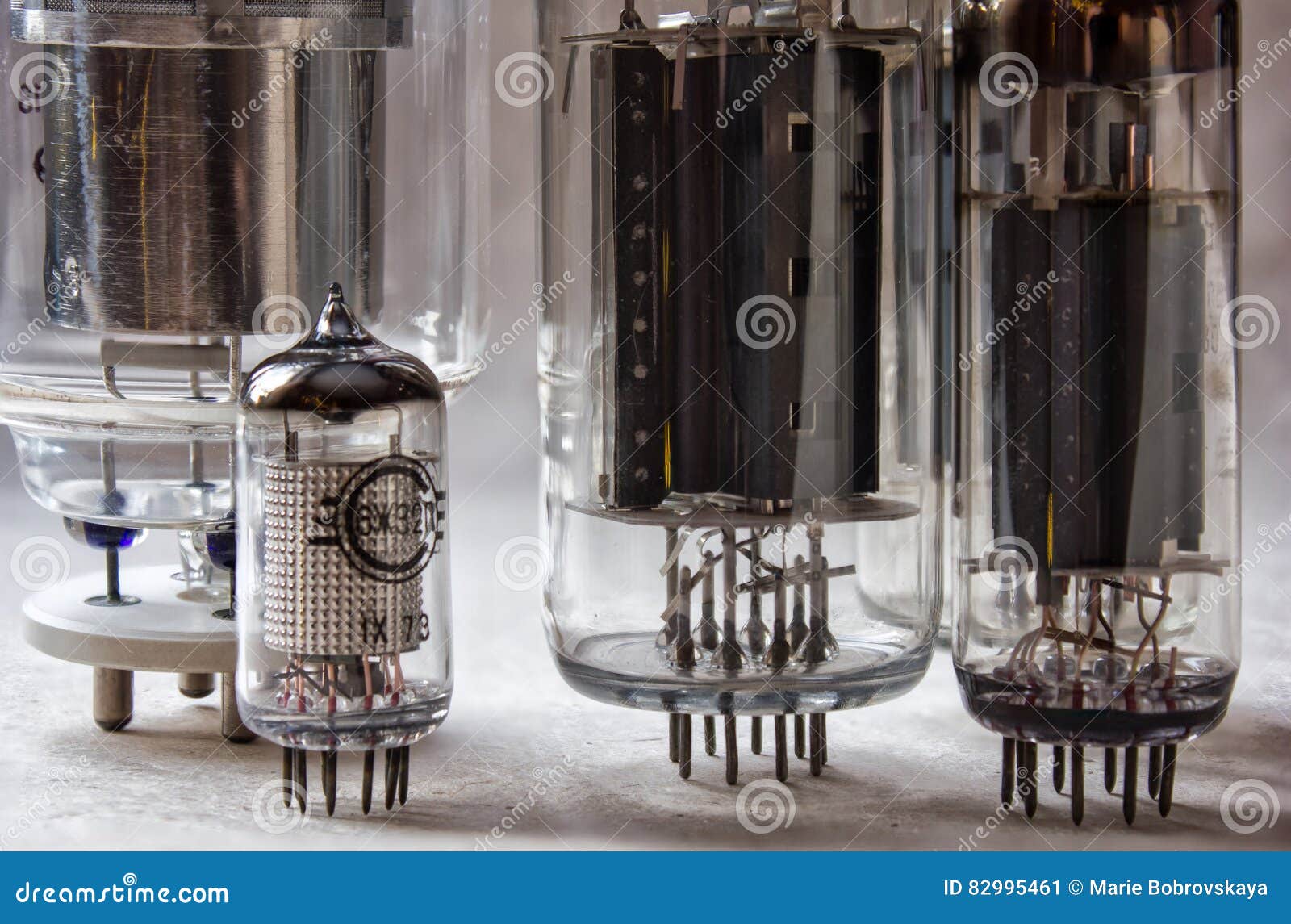 Different Electronic Vacuum Tubes. Close Up View. Stock Image Image