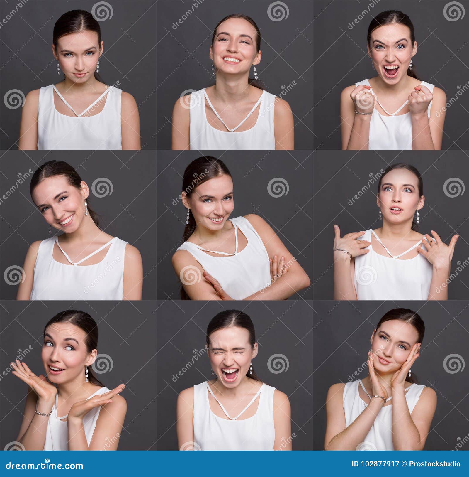 Female Different Emotions Set Stock Image - Image of cheerful, funny ...