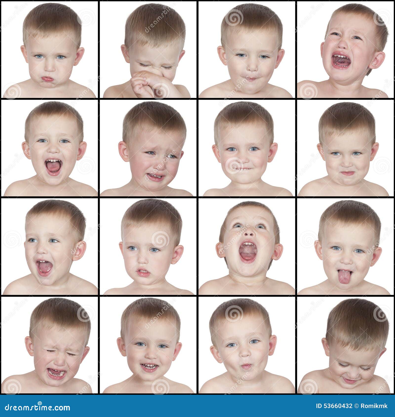 Different Emotions Cute Little Boy Stock Photo Image 53660432