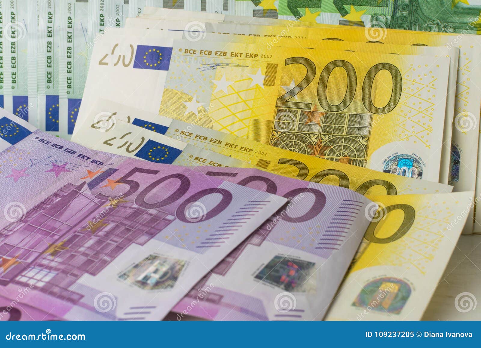 different euro banknotes cash