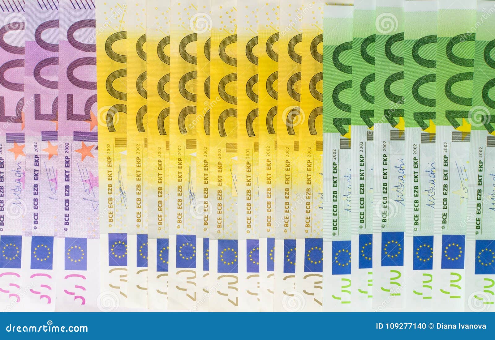 different euro banknotes cash