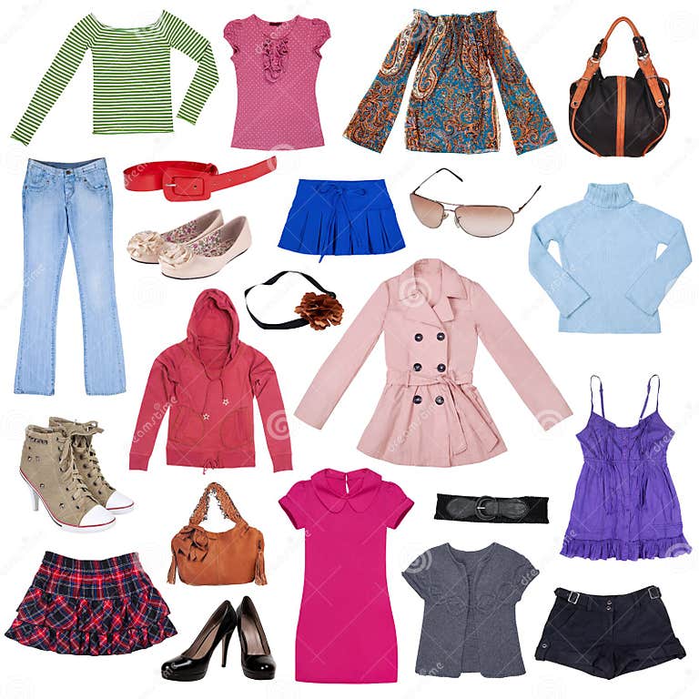 Different Female Clothes, Shoes and Accessories Stock Photo - Image of ...