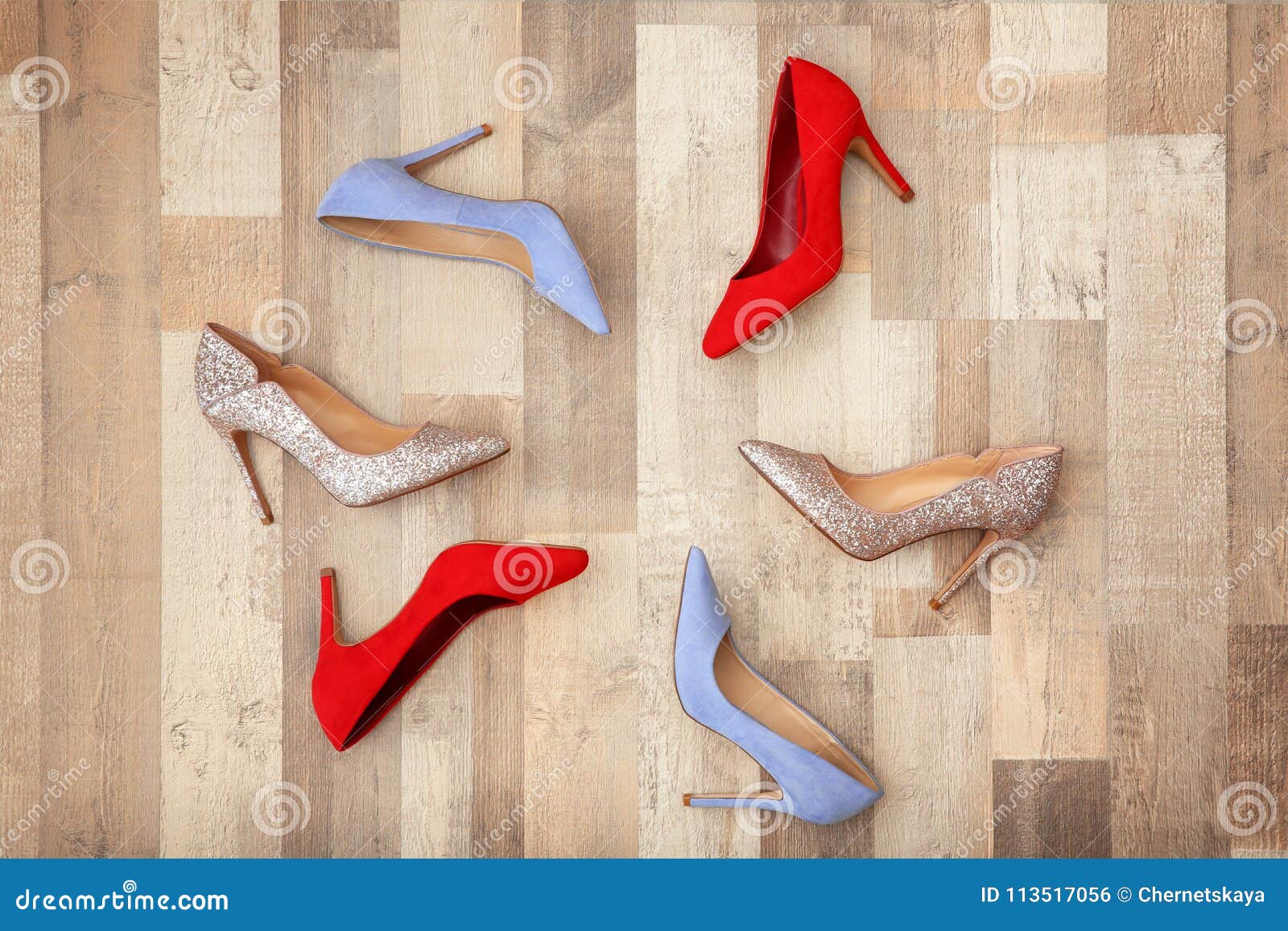Different Female Shoes on Floor Stock Photo Image of fashion