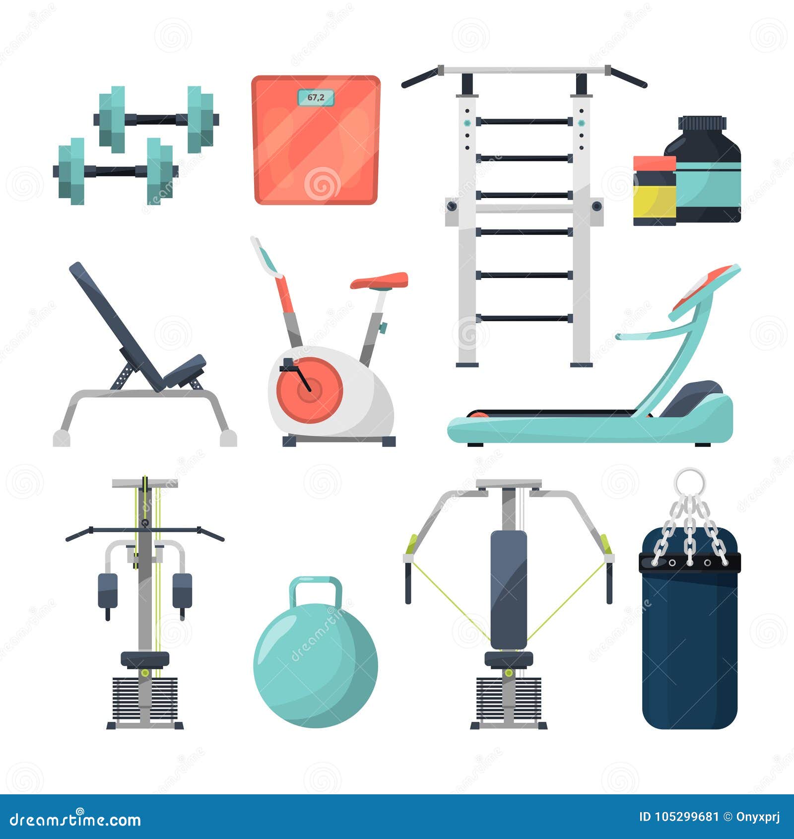 https://thumbs.dreamstime.com/z/different-fitness-items-gym-illustration-equipment-bodybuilding-objects-barbell-dumbbell-105299681.jpg
