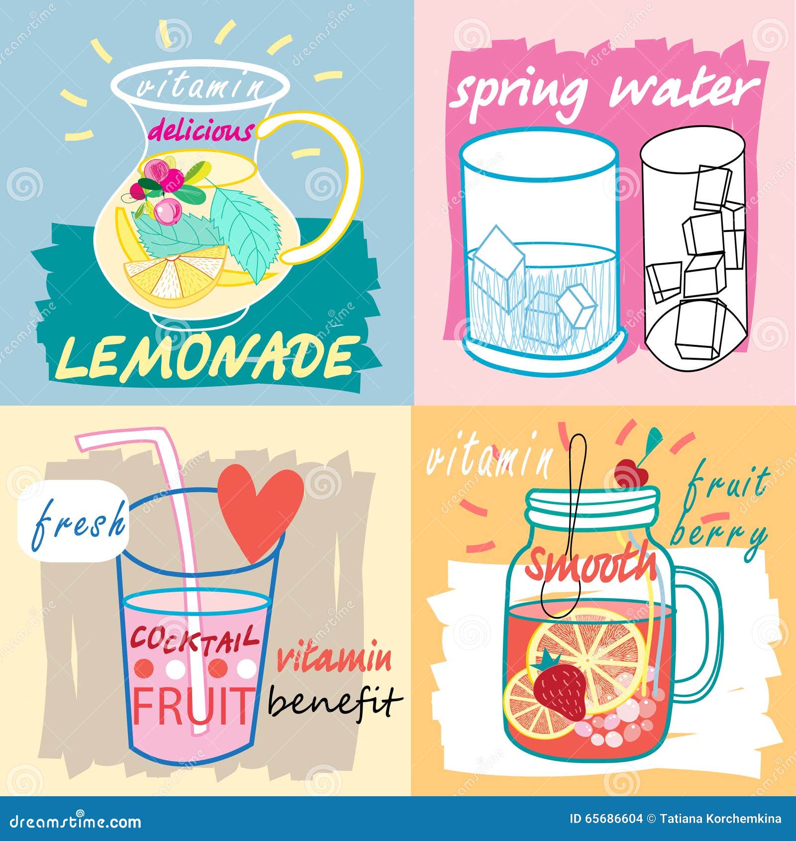 Different fruit drinks stock vector. Illustration of flyer 65686604