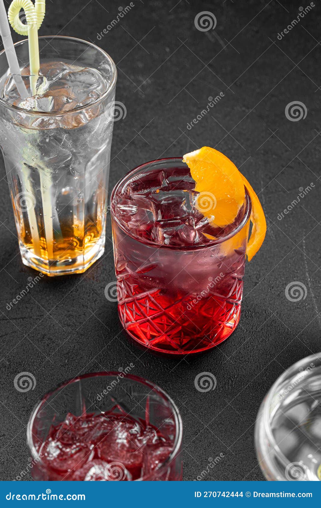 Different Glasses with Assorted Cocktails Stock Photo Image of