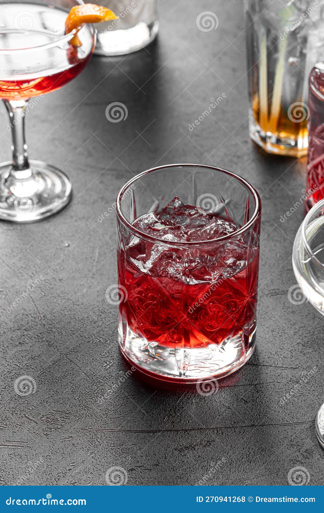 Different Glasses with Assorted Cocktails Stock Photo Image of