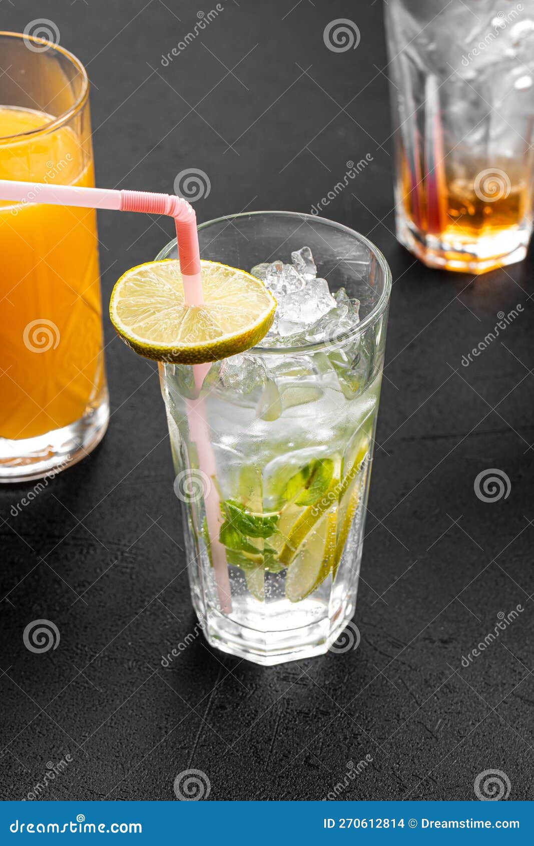 Different Glasses with Assorted Cocktails Stock Photo Image of citrus