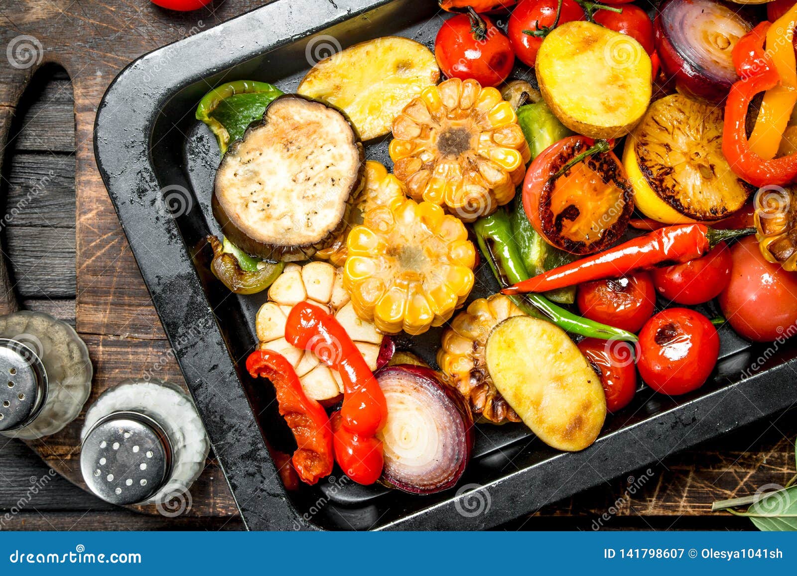 Different Grilled Vegetables with Herbs and Spices Stock Image Image