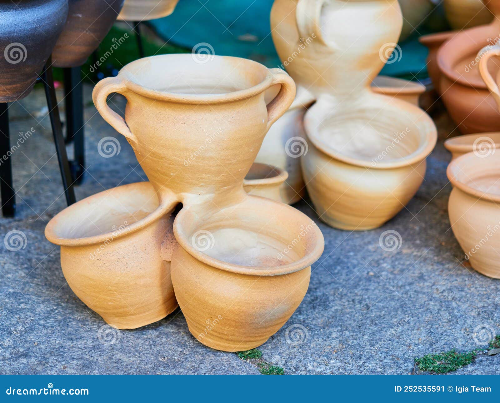 Different Handmade Ceramic Pots for Sale Stock Image Image of