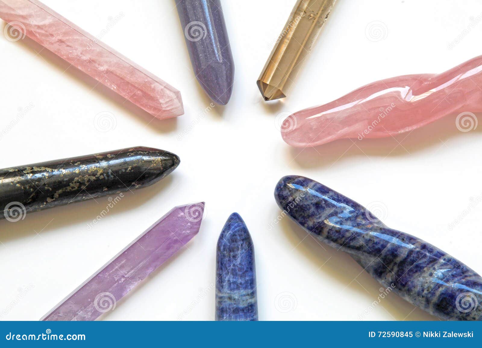 8 different healing crystal wands