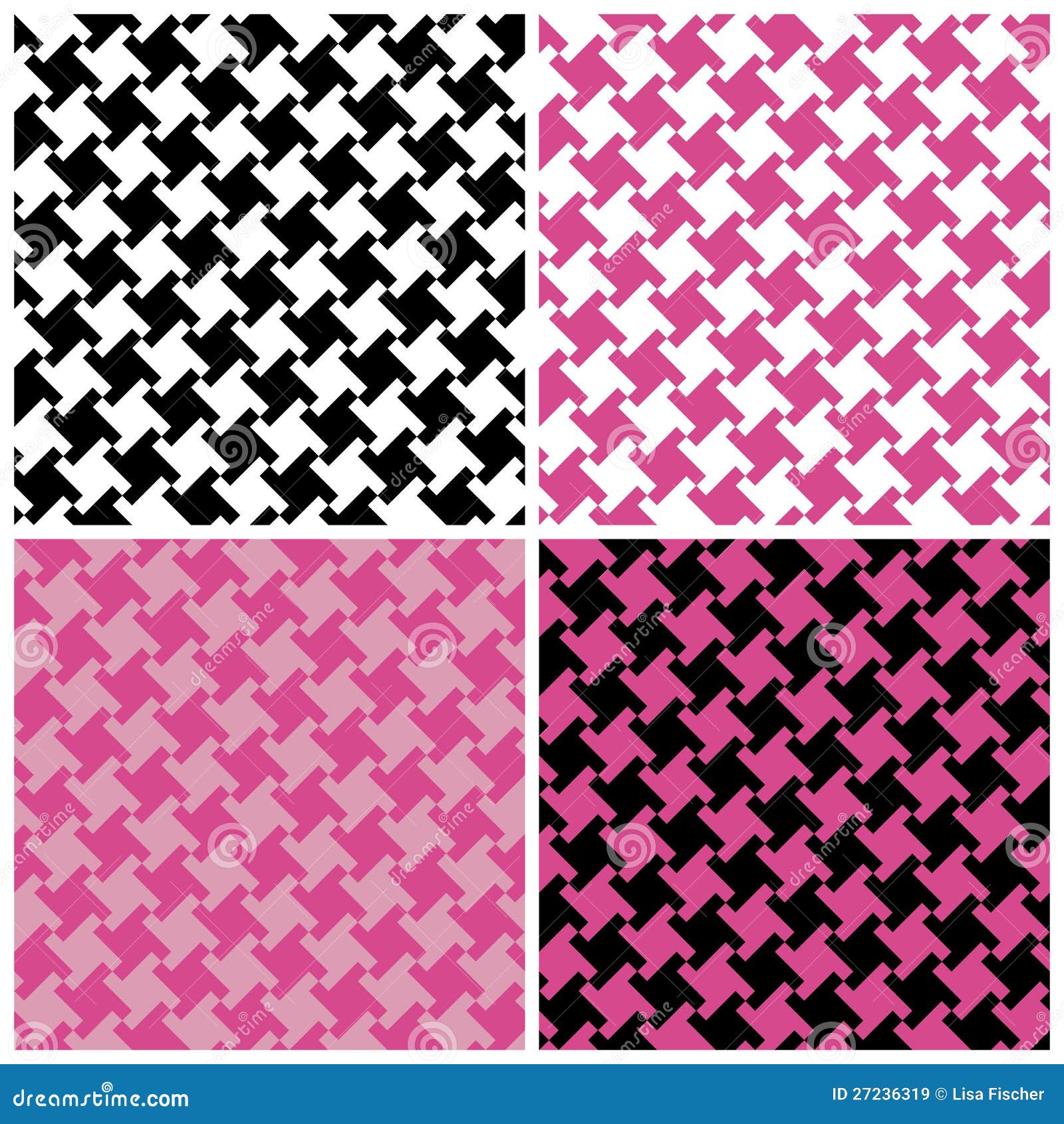 different houndstooth in magenta and black
