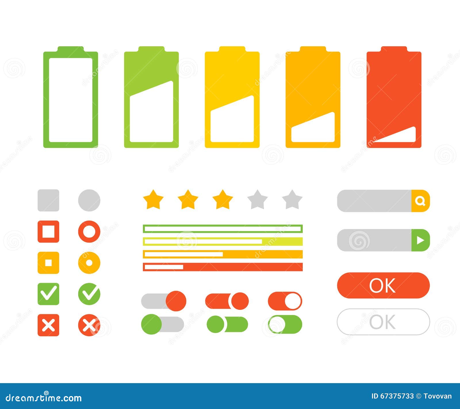 Different Interface Design. Flat Design Stock Vector - Illustration of