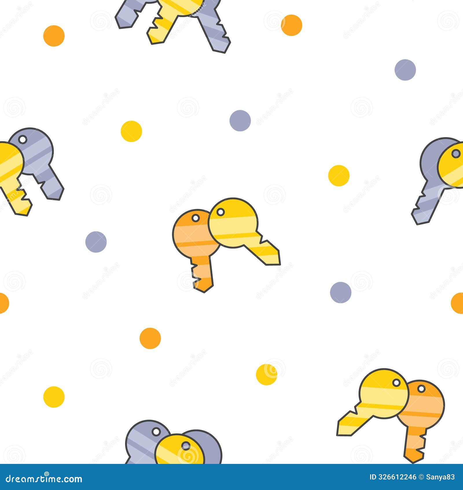 different keys with keychain. seamless pattern