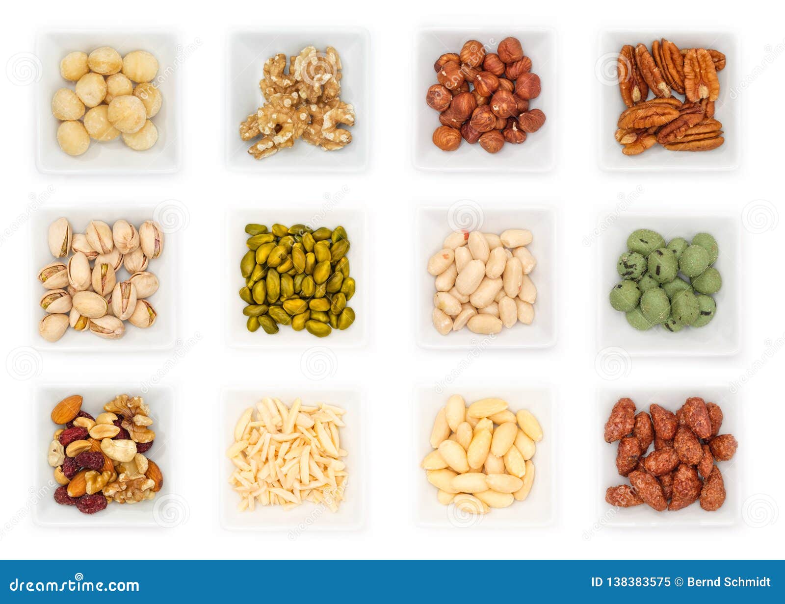 Different Kind of Nuts in White Bowls Stock Image Image of poster