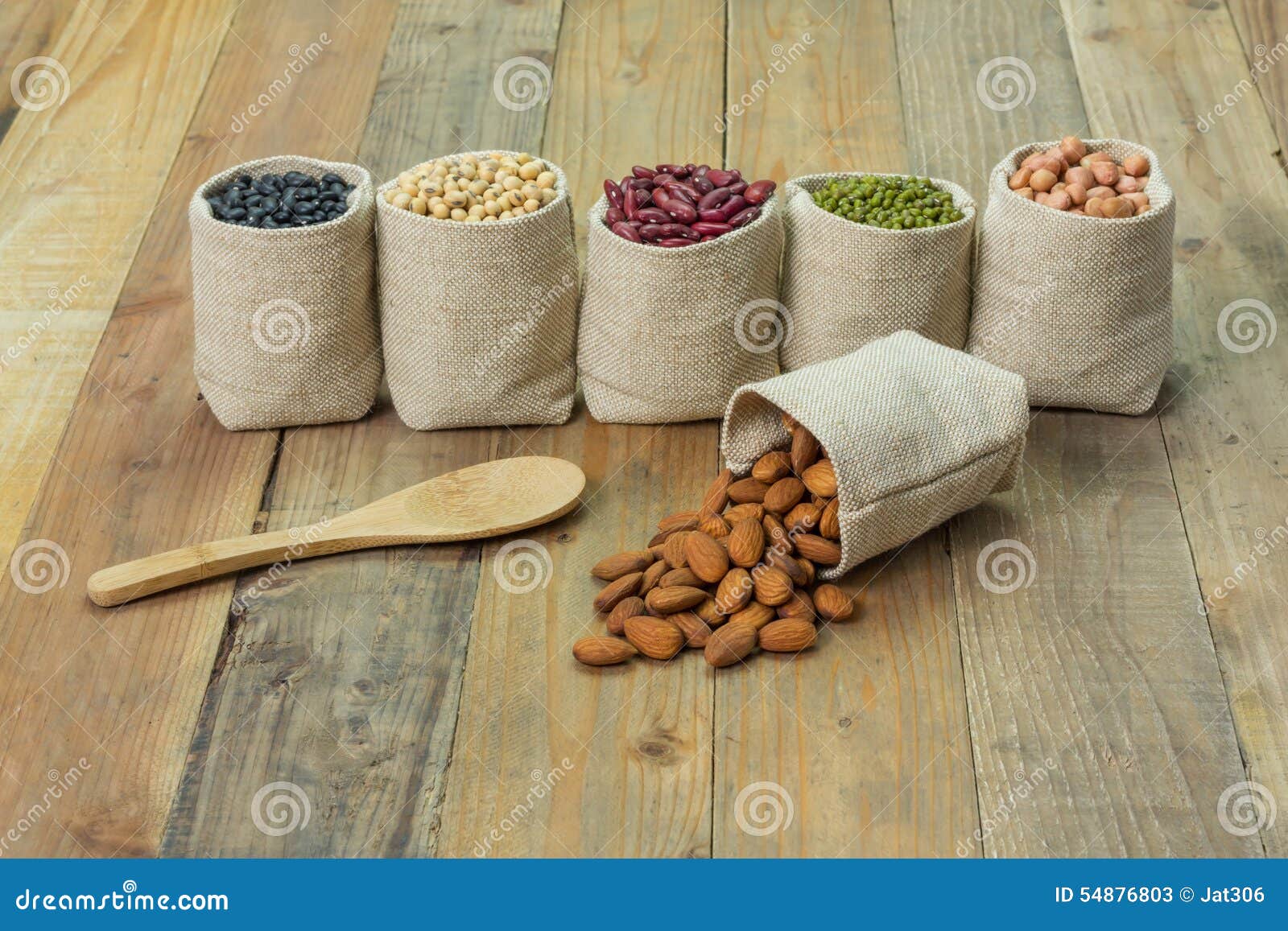 Different Kinds of Beans in Sacks Bag Stock Image Image of ingredient