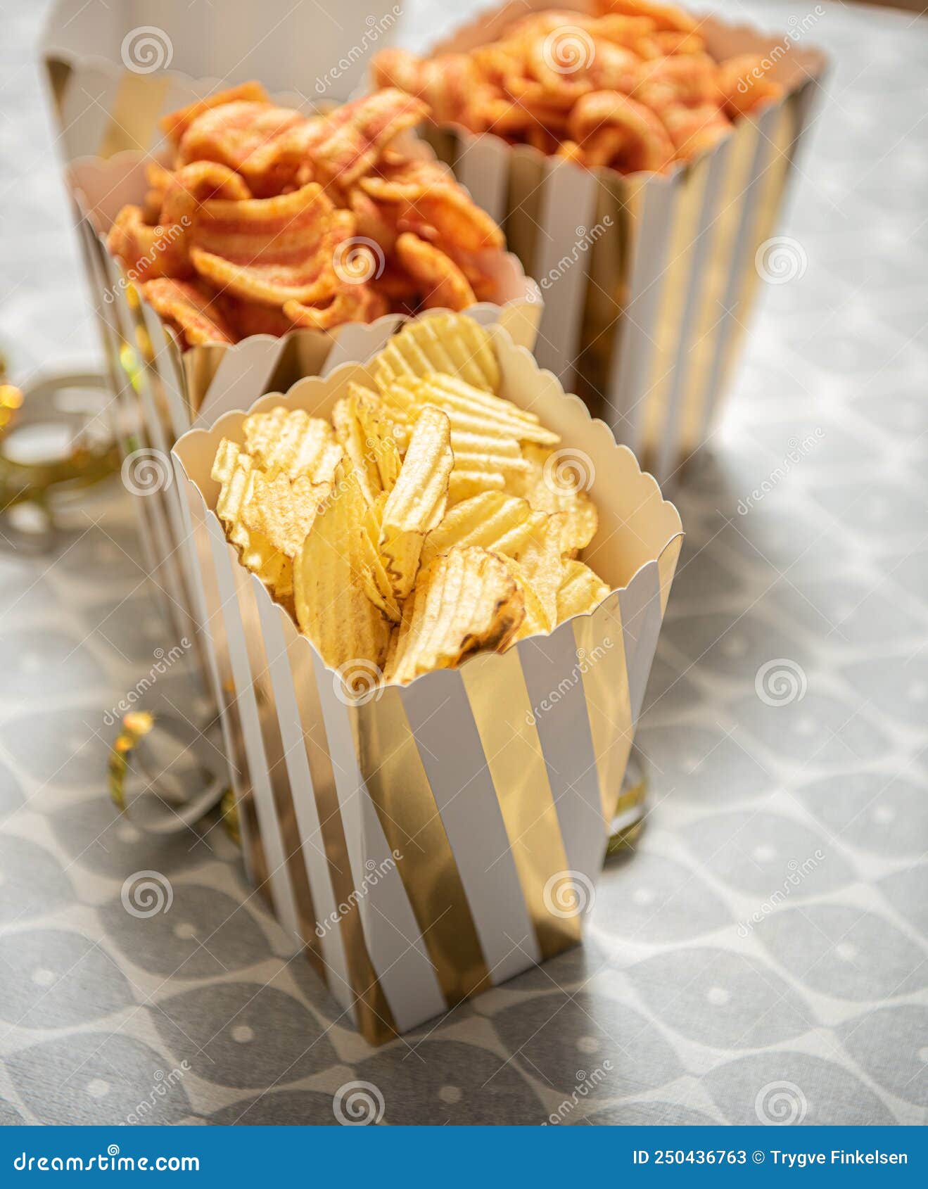 Different Kinds of Chips in Paper Cups.. Stock Image Image of french