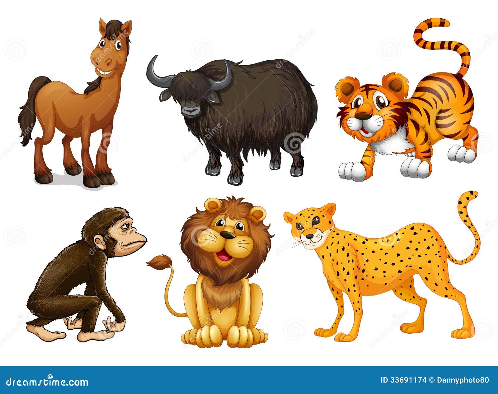 Different Kinds of Four-legged Animals Stock Illustration - Illustration of  animals, series: 33691174