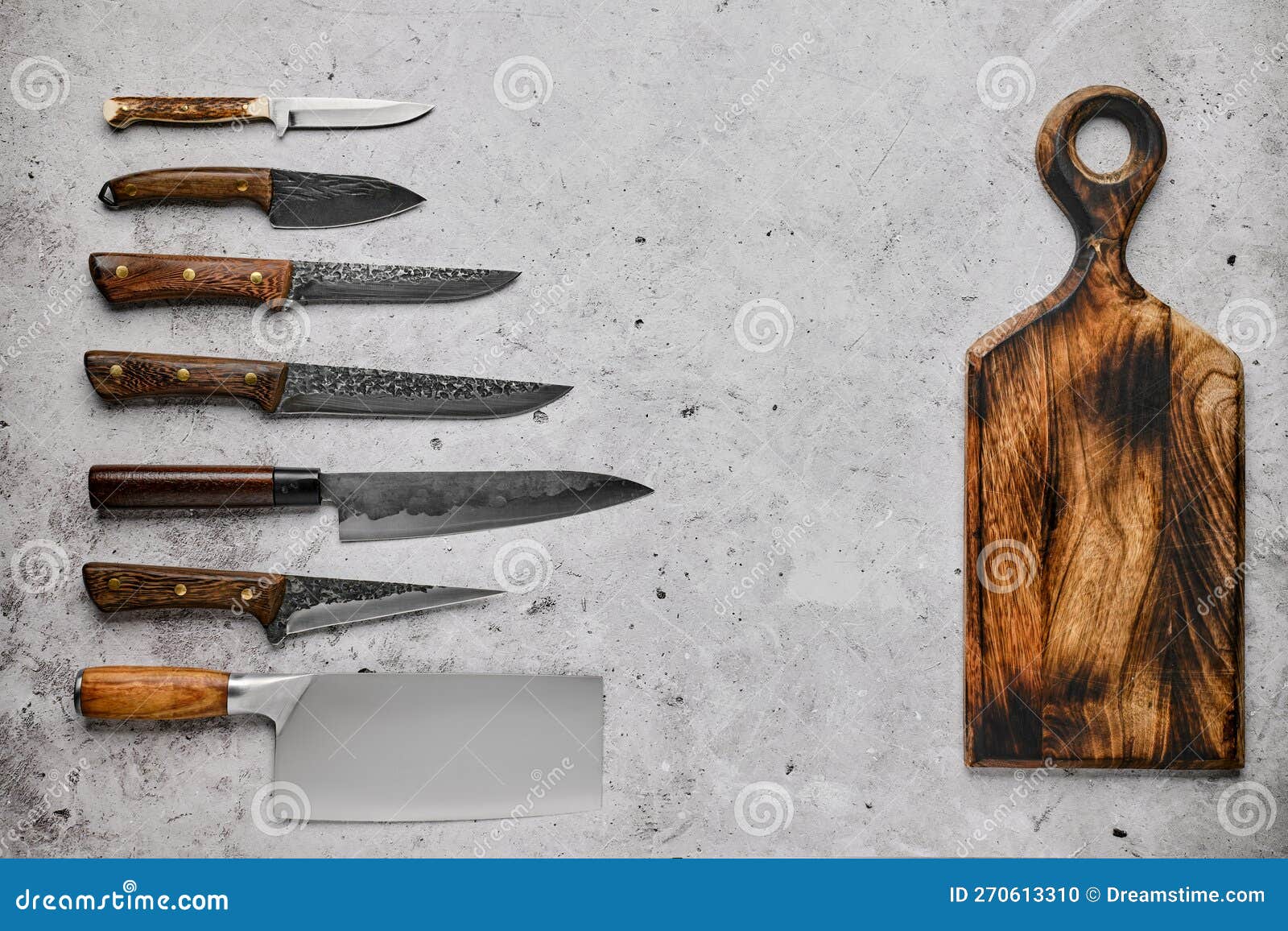 Different Kinds of Knives and Cutting Board Stock Photo Image of