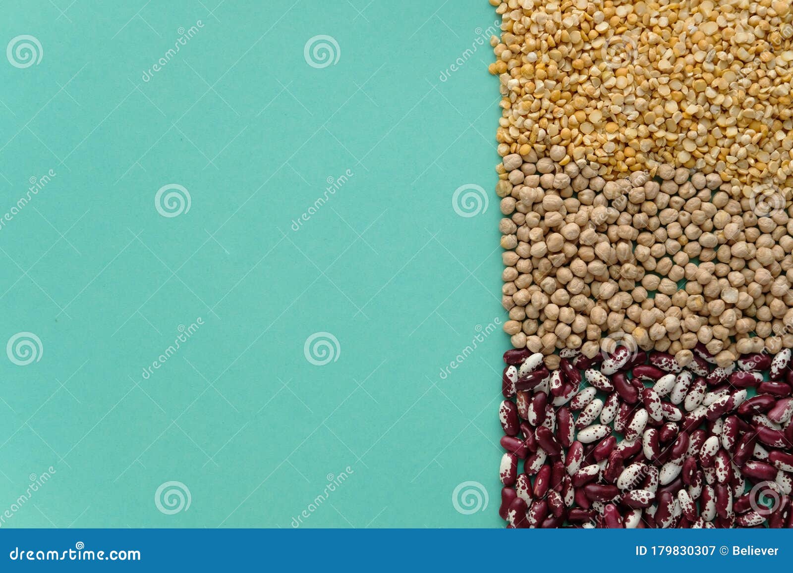 Different Legumes Beans, Chickpeas and Peas. Nutritional Concept