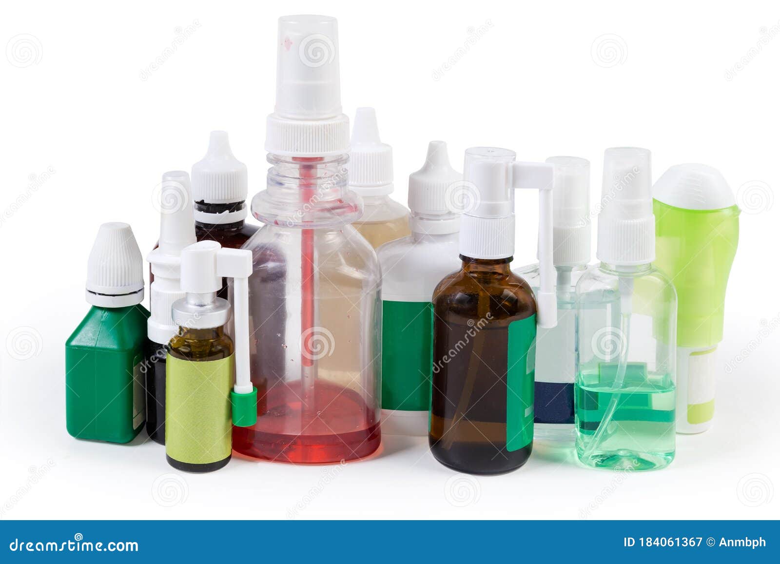 Different Liquid Medicines in the Form Sprays, Drops and Mixtures Stock ...