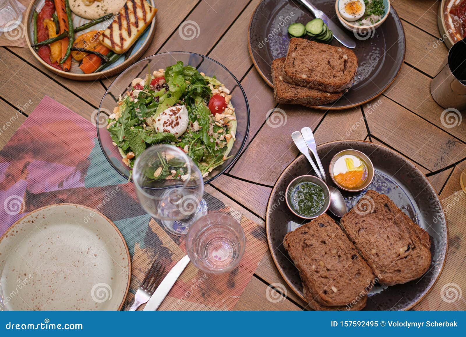 Different Meals for the Guests on the Restaurant Table Stock Image
