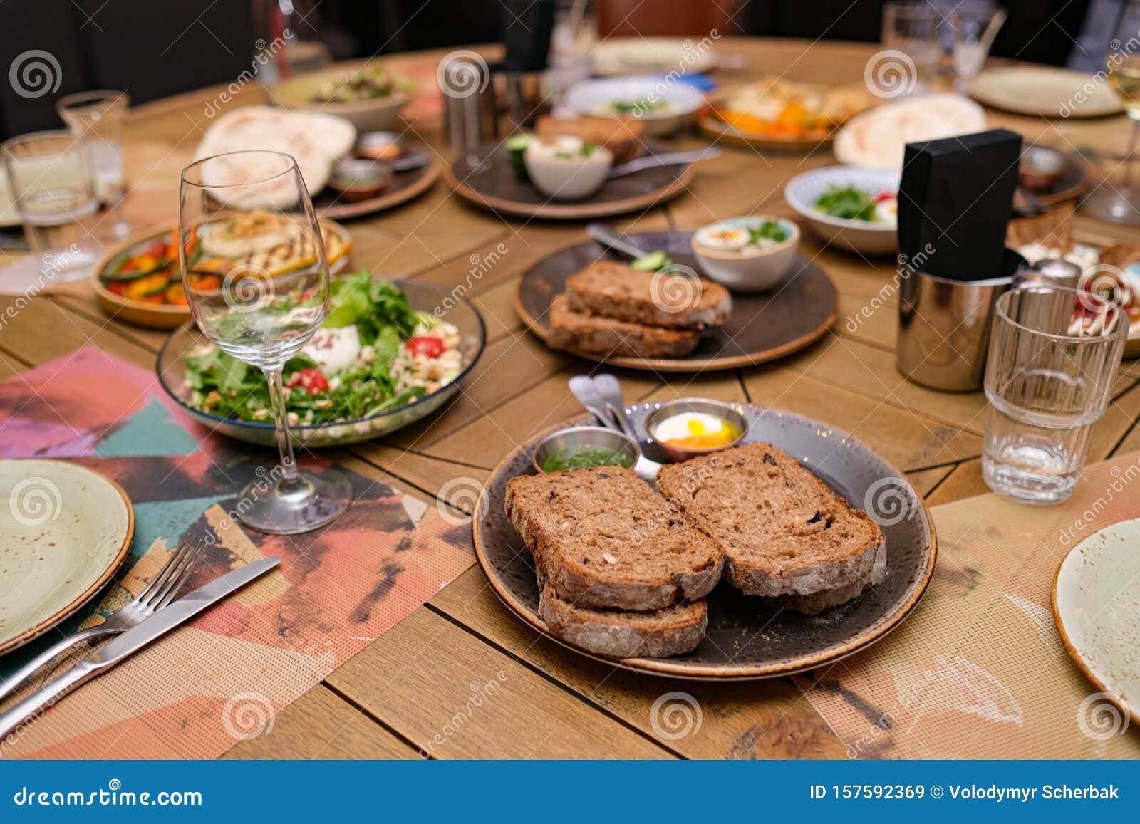Different Meals for the Guests on the Restaurant Table Stock Image
