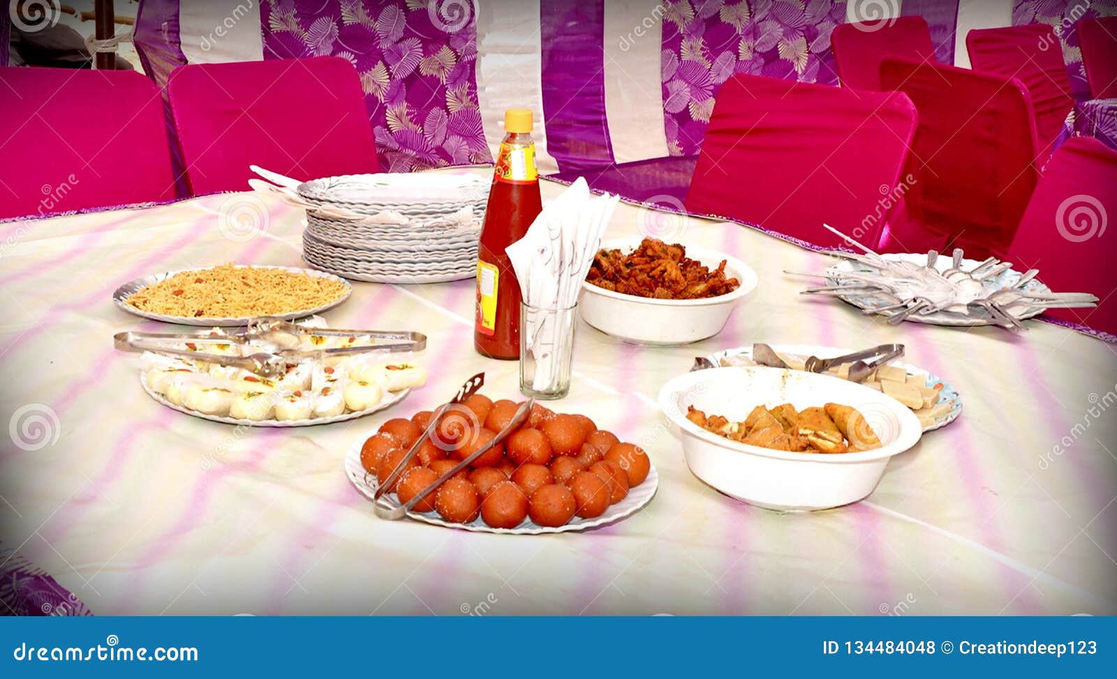 Different Meals for the Guests on the Wedding Stock Photo - Image of