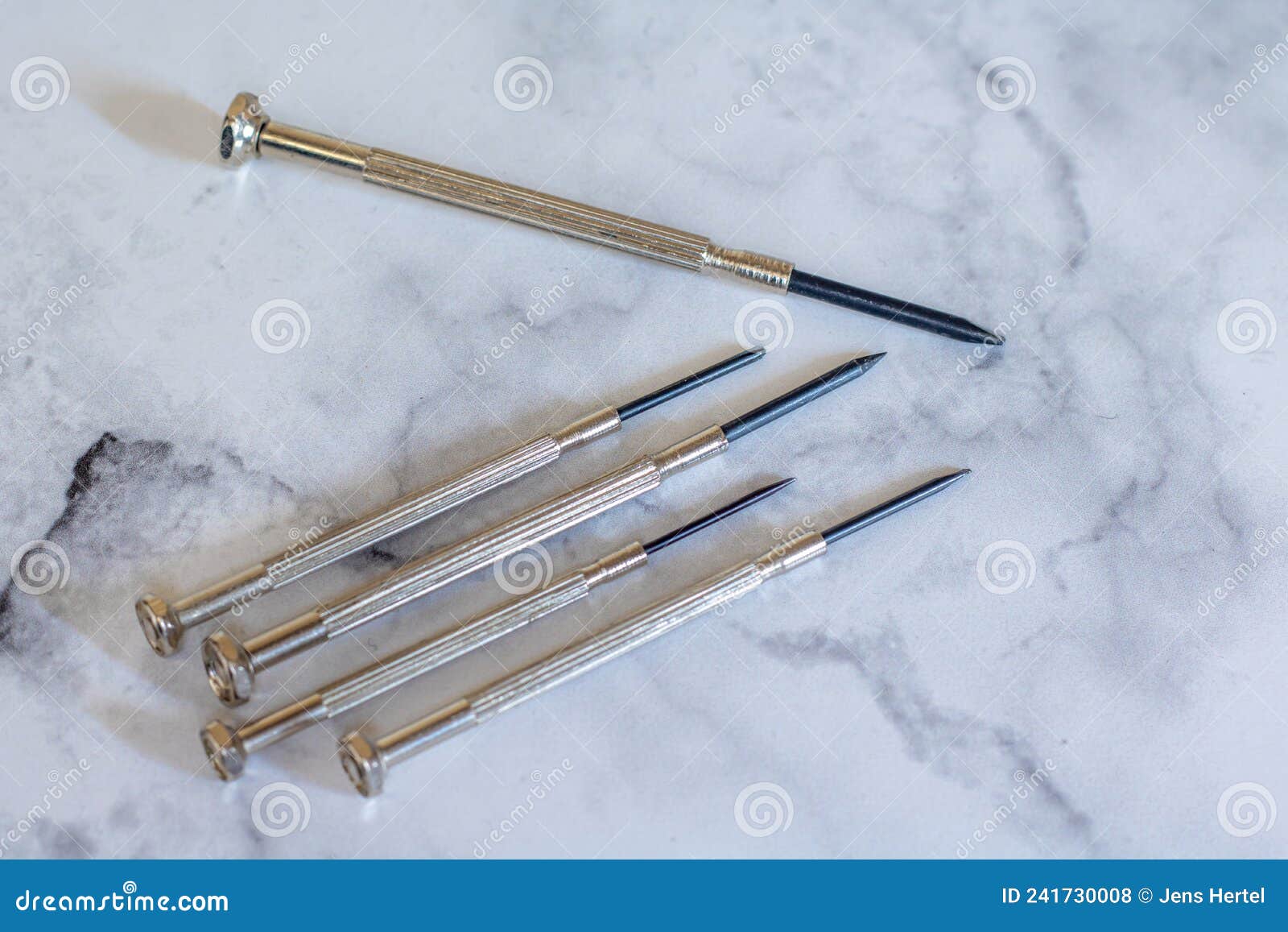 Different Mini Screwdrivers for Watchmaking Stock Photo Image of