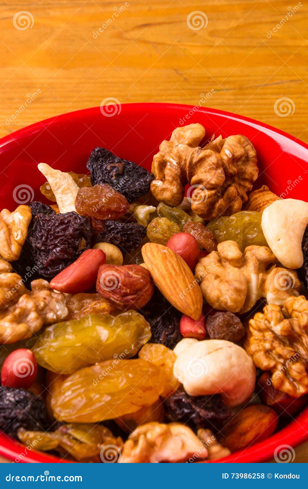 Different Mixed Nuts and Raisins Stock Photo Image of health, bowl