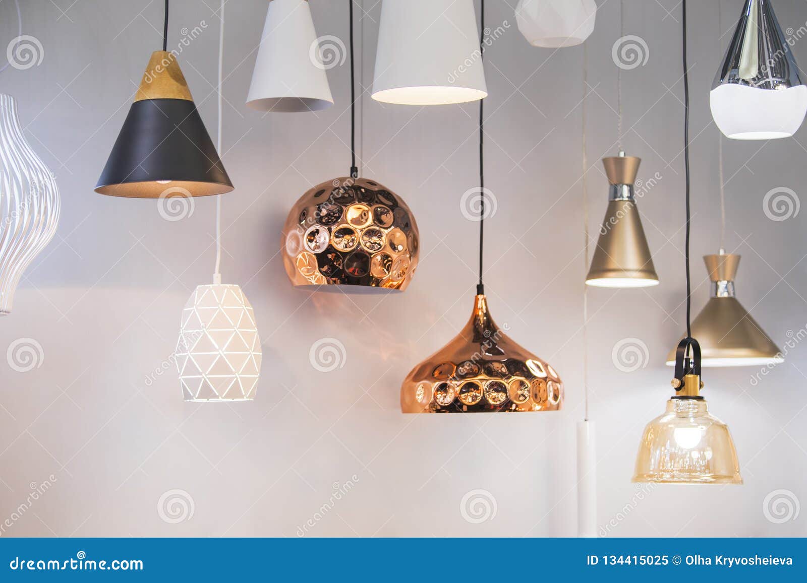 different modern streamlined mirror copper chandeliers. bubble metal copper shade pendant