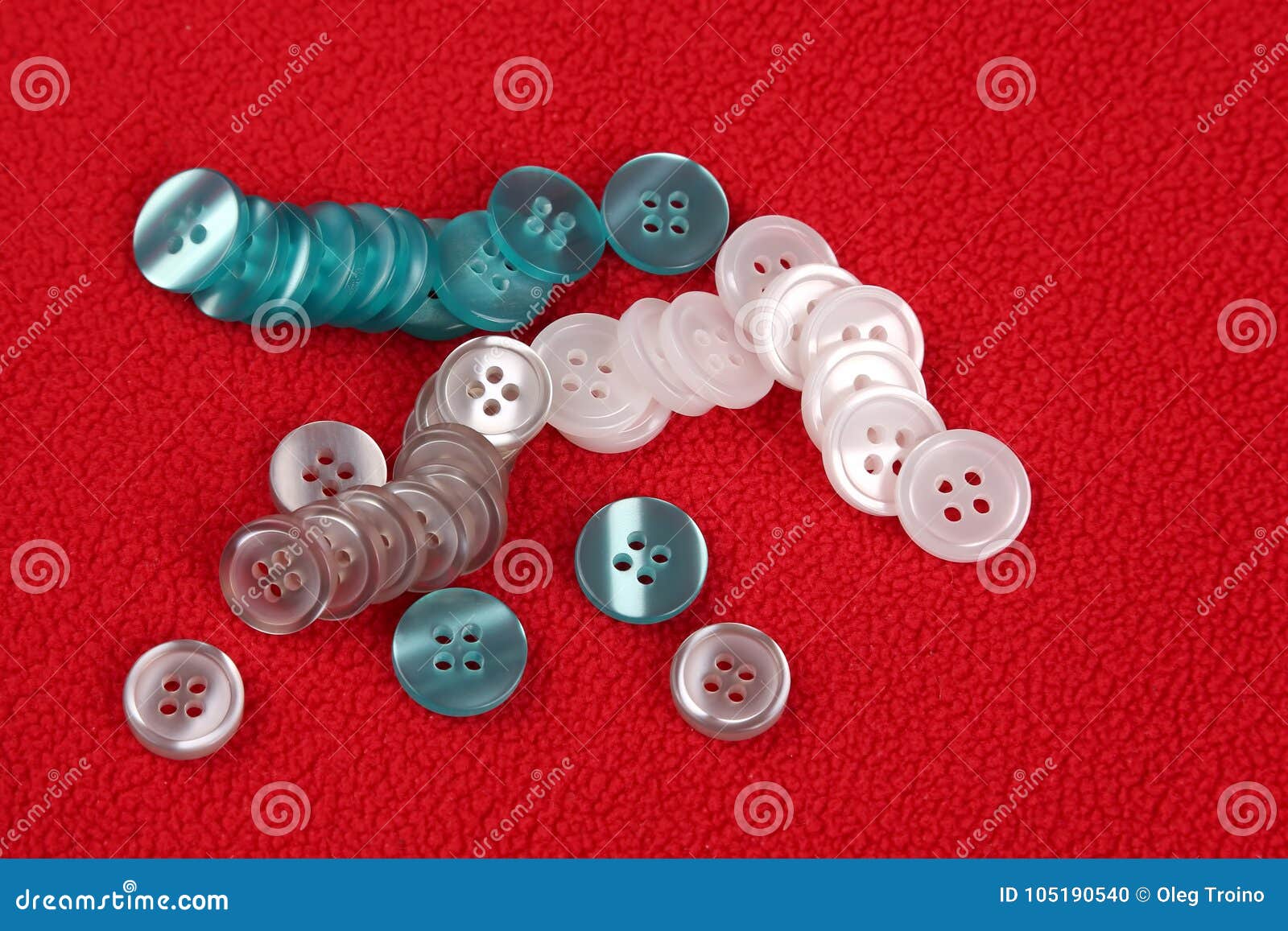 Red mother-of-pearl buttons