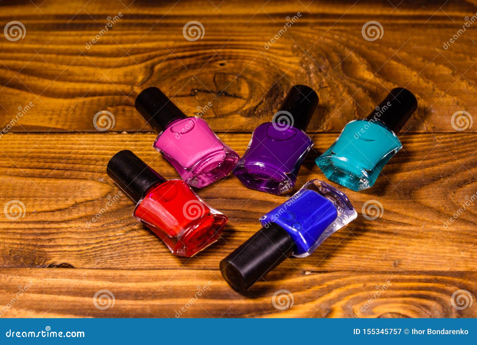 Different Nail Polishes on a Wooden Table Stock Image Image of care